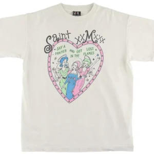 Saint Michael Heart T shirt White