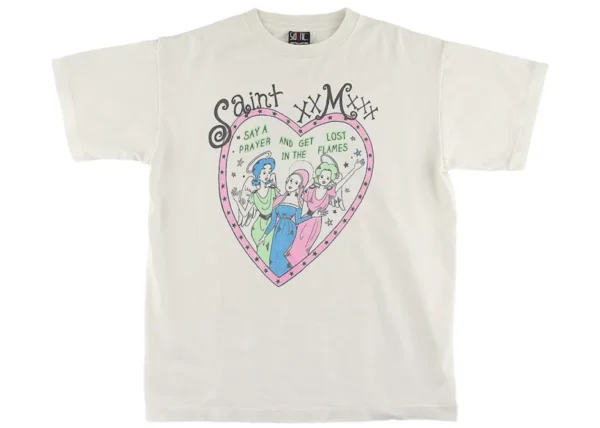 Saint Michael Heart T shirt White